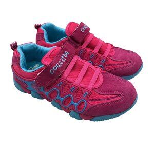 Coga Kids Girls Sneakers Faux Suede Hook & Loop Pink Blue US Size 3